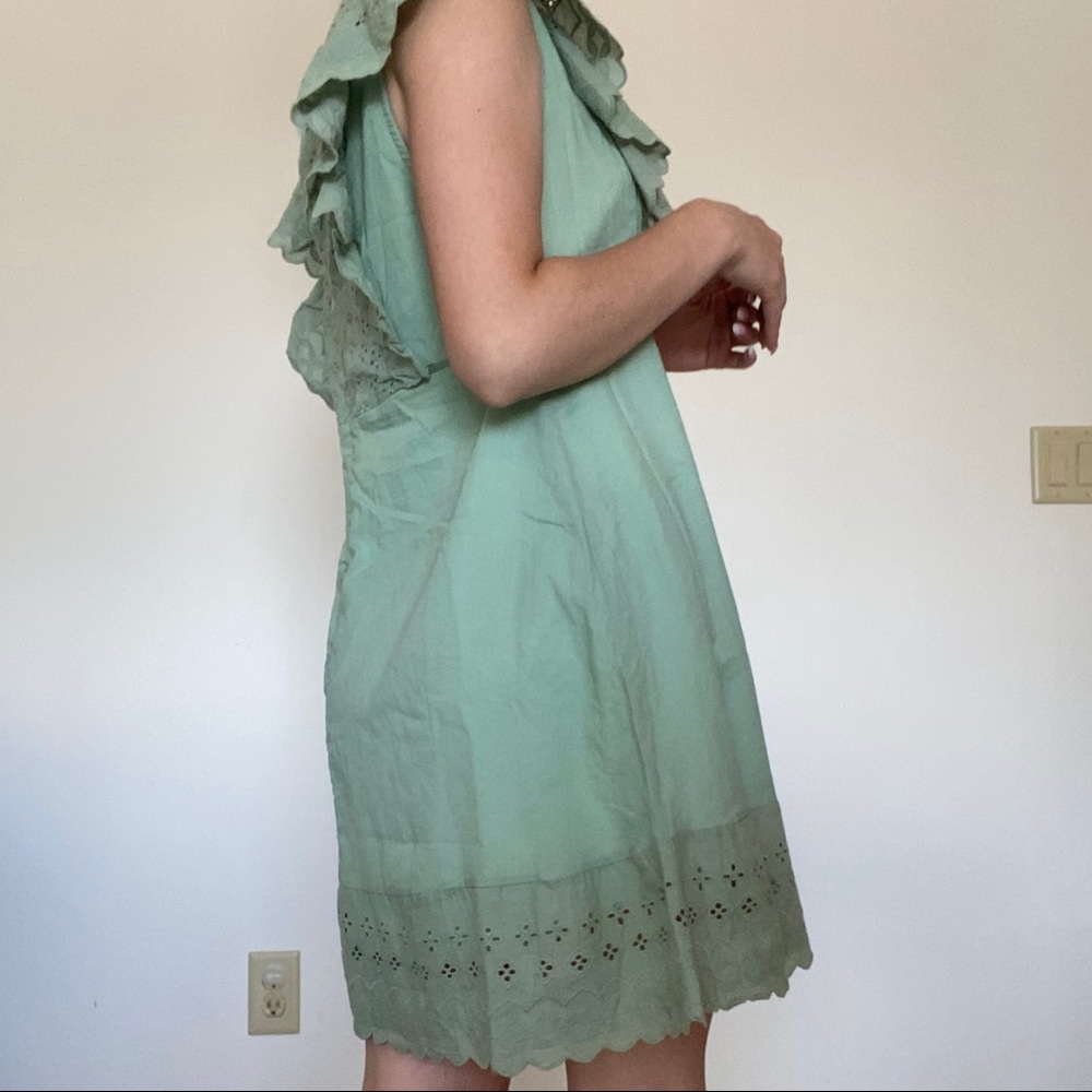 Green Ruffle Eyelet Mini Dress - Picture 2 of 2